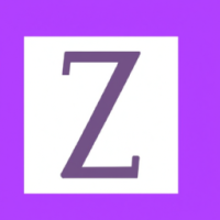 Generate a picture with a white letter Z on a purple background in square resolution.